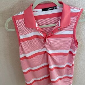 Ralph Lauren Coral and White Striped Sleeveless Top